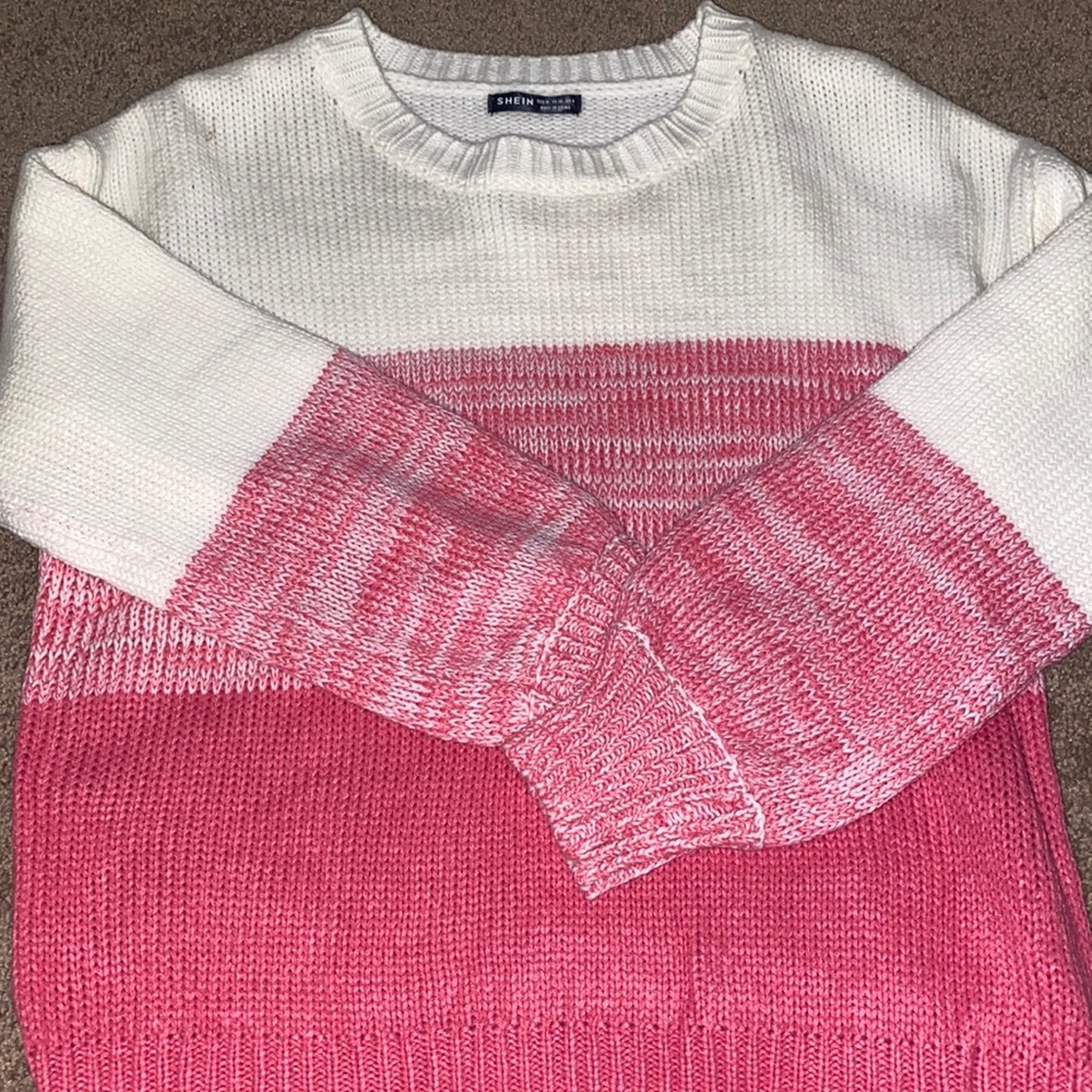Pink and white sweater
